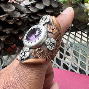 Pitango rings, copper, silver, amethyst, unique